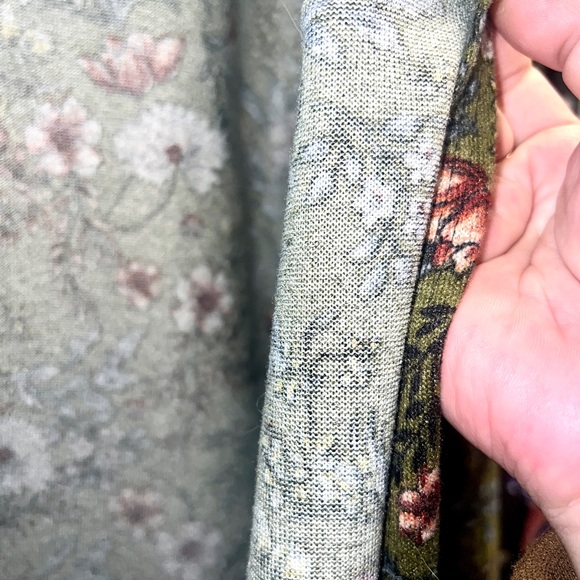 Sage Green Mixed Print Maxi Cuff w/ Thumbholes Duster Cardi - Picture 11 of 11